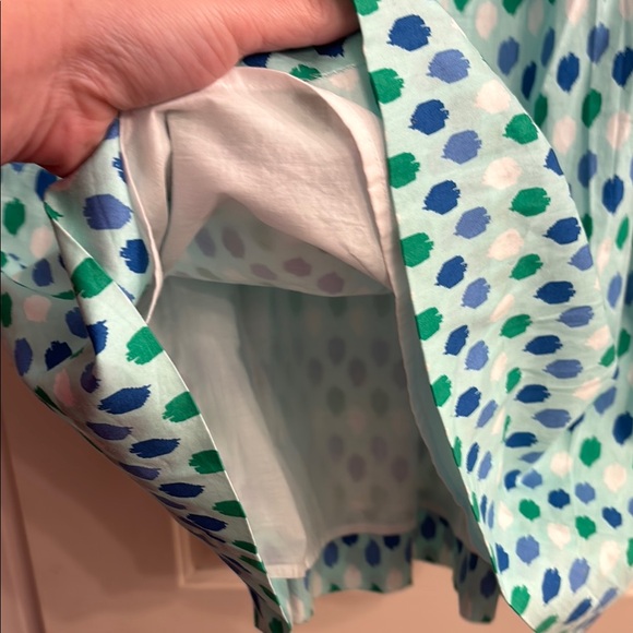 Vineyard Vines Blue and Green Geometric Print V-Neck Knee-Length Sundress - Picture 4 of 6